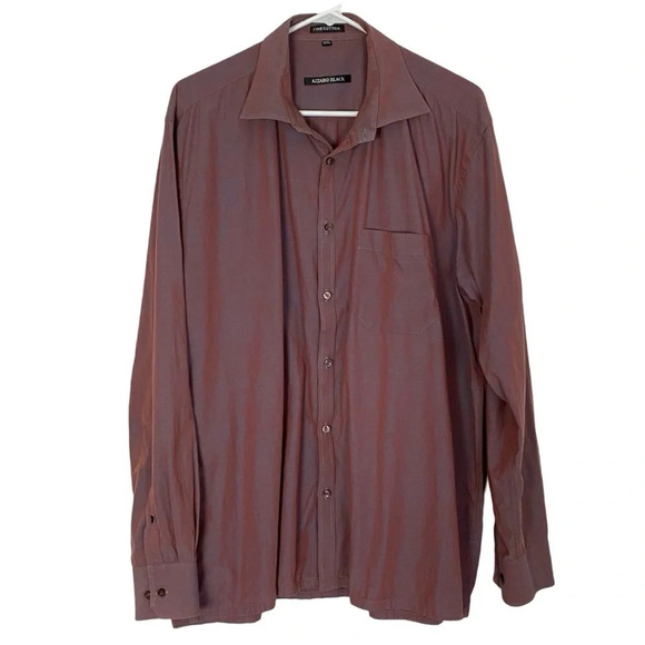 Azzaro Button Down Shirt Mens XXL Iridescent Blue Gray Pink Fine Cotton Pocket - Picture 1 of 12